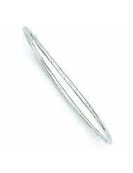 14K White Gold 2.5mm Grooved Slip-on Bangle