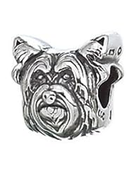 Genuine Zable (TM) Product. 925 Sterling Silver Yorkie Dog Charm. 100% Satisfaction Guaranteed.