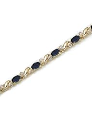 14k Yellow Gold Natural Sapphire And Diamond Tennis Bracelet