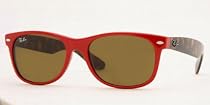RAY BAN 2132 NEW WAYFARER 726 SHINY RED FERRARI PLASTIC SUNGLASSES