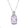Necklace With 4.90ctw Precious Stones - Genuine Amethyst and Clean Diamonds in 18K White Gold Length 18in