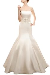 Strapless Ruched Corset   Waistline Mermaid Evening Dress  with a Chapel Train 