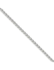 1.9mm, 14 Karat White Gold, Round Wheat Chain - 30 inch