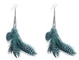 Boucles dOreilles Femme Crochets Plumes Turquoises Bijou Fantaisie Neuf