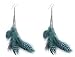 Boucles d'Oreilles Femme Crochets Plumes Turquoises Bijou Fantaisie Neuf