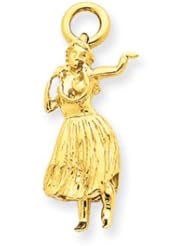 14k Gold 3-D Hula Dancer Charm