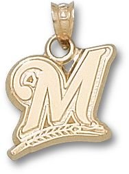 Milwaukee Brewers Giant 1 3/4 W x 1 3/8 H M Pendant - 14KT Gold Jewelry