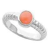 14K White Gold Coral Ring