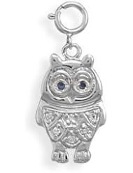 Rhodium Plated Owl Charm