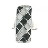 3.0cttw Black Onyx Mother of Pearl Sterling Silver Ring