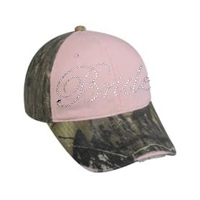 Womens Bride Rhinestone Pink Panel Camo Hat