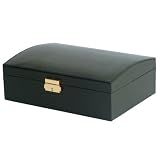 Black Leather Locking Jewelry Box Case Womans