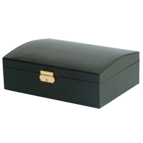 Black Leather Locking Jewelry Box Case Womans