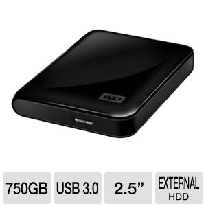 Western Digital My Passport Essential SE 750 GB USB 3.0/2.0 Ultra Portable External Hard Drive (Black)