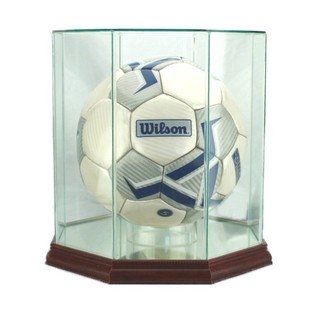 Glass Soccer Ball Display Case with Mirror On Sale
