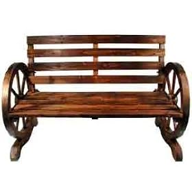 Garden Furniture Wooden Wagon Wheel Style Garden Bench