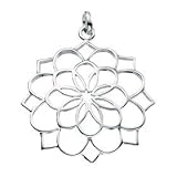 AMP2495 - Large Filigree Flower Pendant complete with 18 inch snake chain - 925 sterling silver