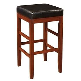 Click here to buy Cherry Square Backless Bar Stool with Black Bonded Leather Seat by Powell.