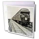 Scenes from the Past Magic Lantern Slides - San Francisco Southern Pacific Railroad Caboose Black and White - Greeting Cards-12 Greeting Cards with envelopes