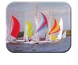 Tuftop Tempered Glass Kitchen Board, Artist Collection - Sail Boats