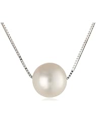 14k White Gold and Freshwater Cultured Pearl Pendant Necklace (8mm), 18"