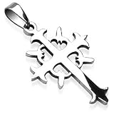 Compass Edge Cross Polished Steel Pendant