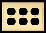 Triple Outlet Beveled Outlet Plate - Bright Solid Brass