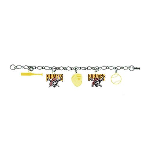 Pittsburgh Pirates 5-Charm Bracelet baseball bat, team logos, glove, baseba