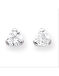 MadiK®14k White Gold Polished Prong Set 6mm Trillion Cut CZ Post Stud Earrings