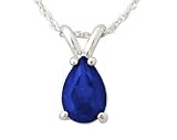 All-Natural Genuine 7x5 mm, Pear Shape Sapphire pendant set in 14k White Gold