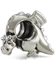 Genuine Ohm Beads (TM) Product. 925 Sterling Silver Flying Dragon European Bead Charm. 100% Satisfaction Guaranteed.