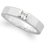 Sterling Silver April Square Birthstone Ring - Personalized Jewelry