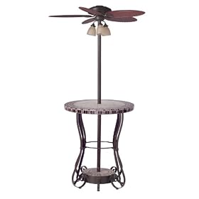Hunter 20587 Bistro BreezeTM 54" Patio Fan with HandMade Tile Table and 5 Wicker Plastic Blades