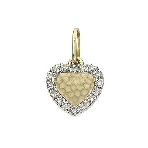 14k Real Gold Diamond Heart Style F Pendant Charm 17102