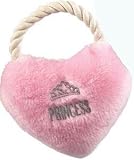New! Pink Princess Heart Tug Plush Dog Toy w Squeaker and Rope