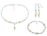 Golden Shadow Turquoise Swarovski Crystal Sterling Silver Bracelet Earrings 16 18 20 22 24 Necklace Jewelry Set