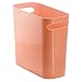 InterDesign Una Rectangular Trash Can with Handles, Waste Basket Garbage Can for Bathroom, Bedroom, Home Office, Dorm, College, 10-Inch, Coral Pink
