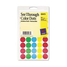 Avery See-Through Removable Color Dots, 0.75-Inch Diameter, Assorted Colors, 1000 per Pack (05473)