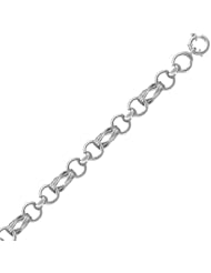 Sterling Silver Rhodium Plated Twist Motif Fancy Chain Bracelet