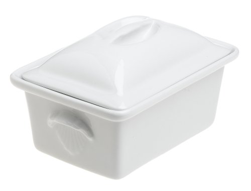 Pillivuyt Oblong Terrine with Lid, 7-1/4 by 5-1/2-Inch, White