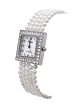 Geneva Platinum Mulit-Strand Whtie Faux Pearl Fashion Watch&nbsp;with CZ Accents