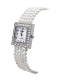 Geneva Platinum Mulit-Strand Whtie Faux Pearl Fashion Watch&nbsp;with CZ Accents