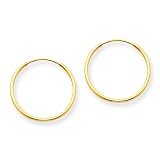 SE186 14k Gold Polished 1.25mm Lightweight Tube Endless Hoop Earrings 14mm Diameter