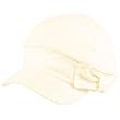 Light Summer Linen Ribbon Cabbie Cadet Cap Hat Ivory