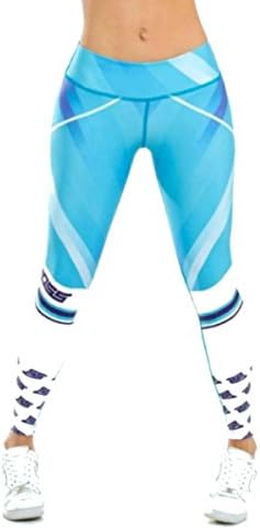 Blue and White Leggings Womens Yoga Pants Compression Tights