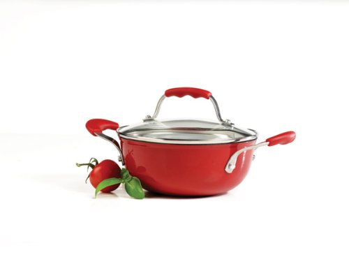 Denmark 1-1/2-Quart Covered Casserole with White Enamel Interior, Red