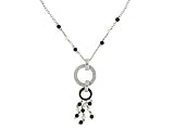 9ct White Gold Black Onyx, Pearl & Diamond Necklace