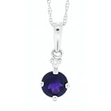 0.64ct Amethyst and Diamond Gemstone Pendant in 14Kt White Gold w chain