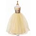 Girls fancy dress or ballgown in gold with sequinned bodice - Age 7-8