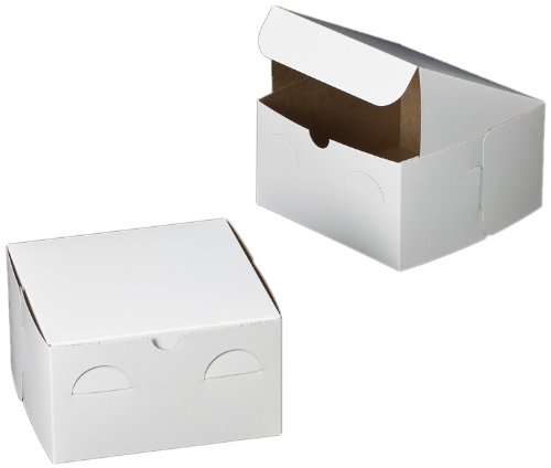 Dress My Cupcake Cupcake Box with Lid and Holder for 4 Standard Cupcakes, White/Brown, Set of 100